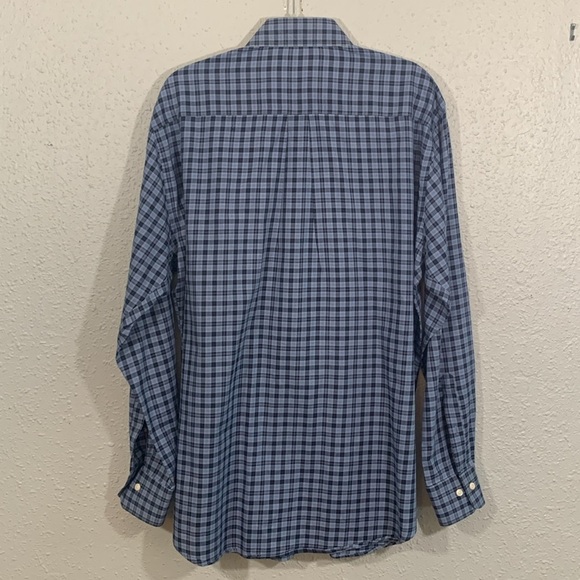 Peter Millar Blue Plaid Long Sleeve 100% Cotton Button Up Shirt size L - Picture 4 of 12